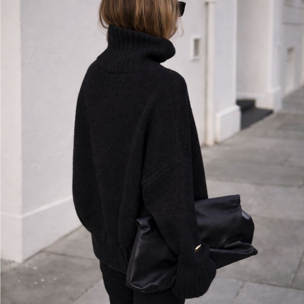 Oversized Cowl Neck Sweater Black XS